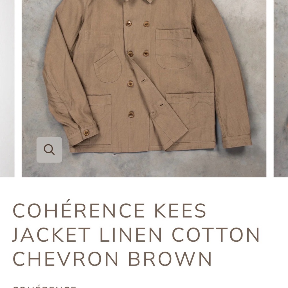 Cohérence Kees Jacket Linen Cotton Chevron Brown